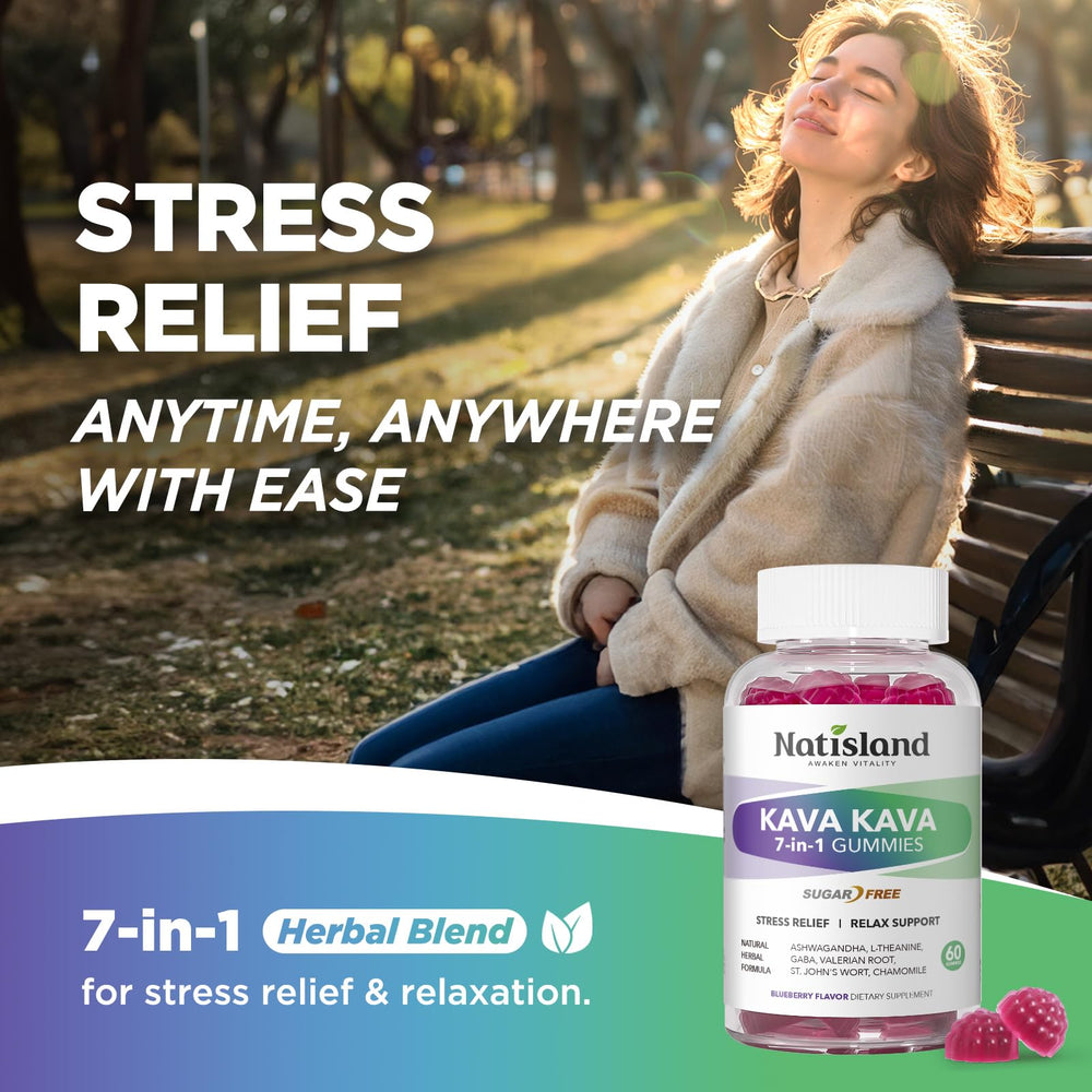 Natisland kava gummies gluten-free label emphasizes allergen-friendly option.