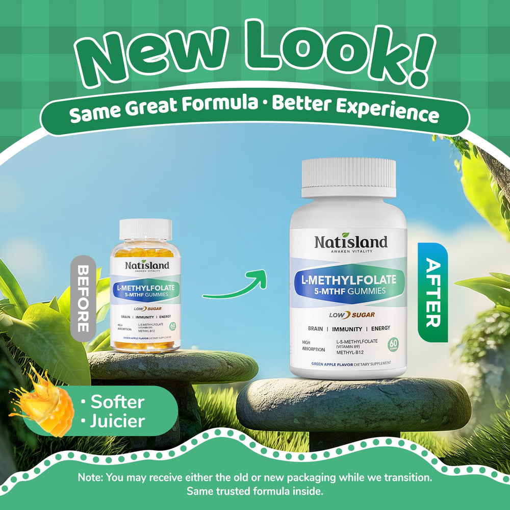 NATISLAND gummies shown for kids 4+ dosing guidance.