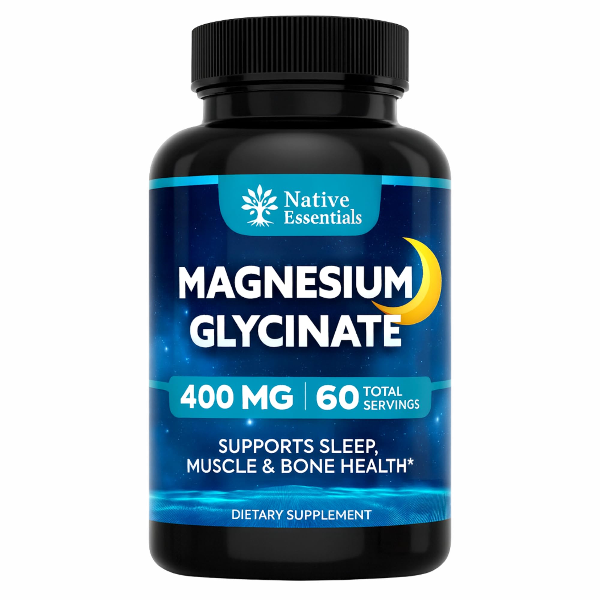 Native Essentials Magnesium Glycinate bottle: high-absorption formula for daily wellness.