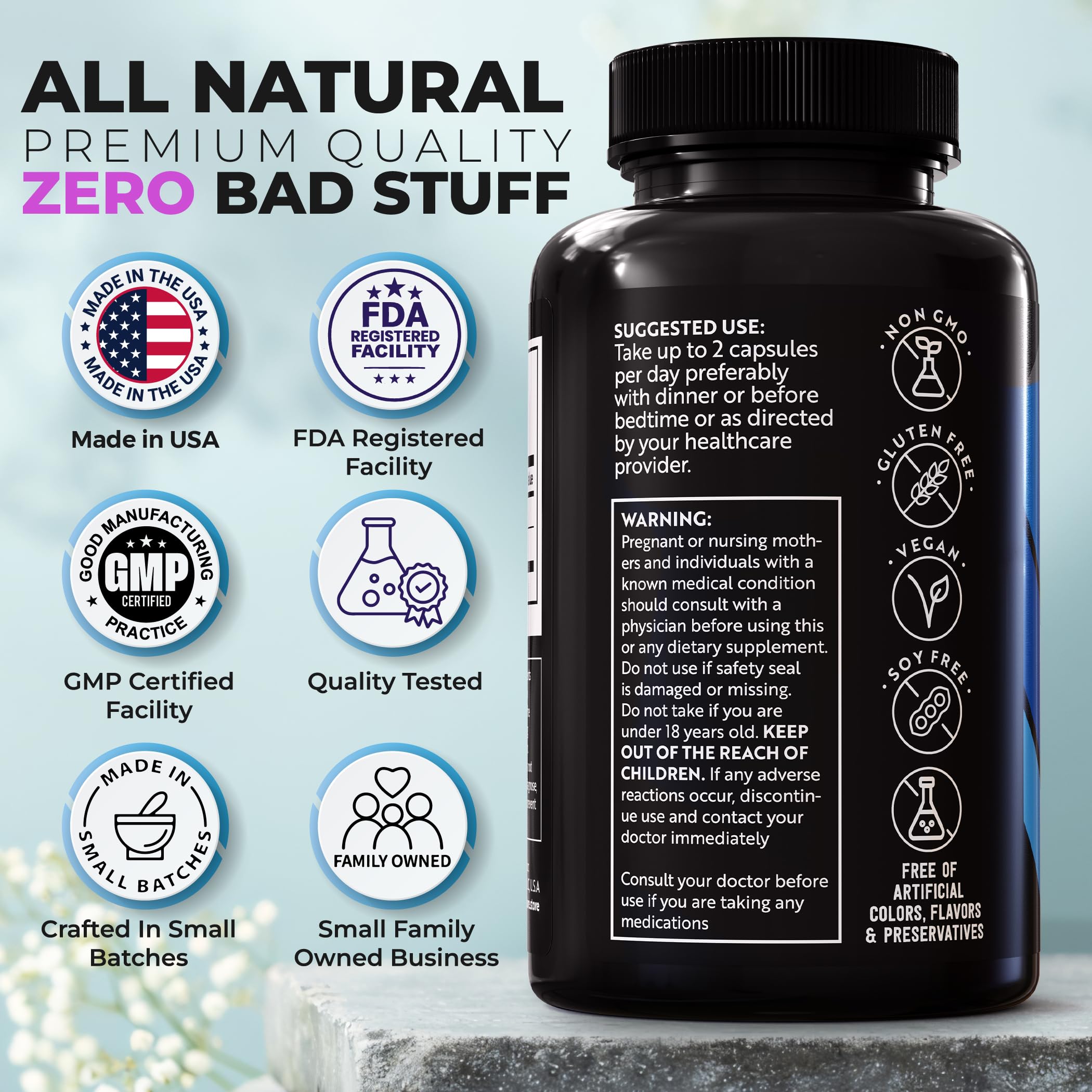 Native Nature apigenin-l-theanine ingredients chamomile-green-tea closeup highlighting natural calm