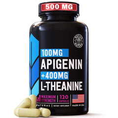 Native Nature Apigenin with L-Theanine bottle front promoting calm evenings