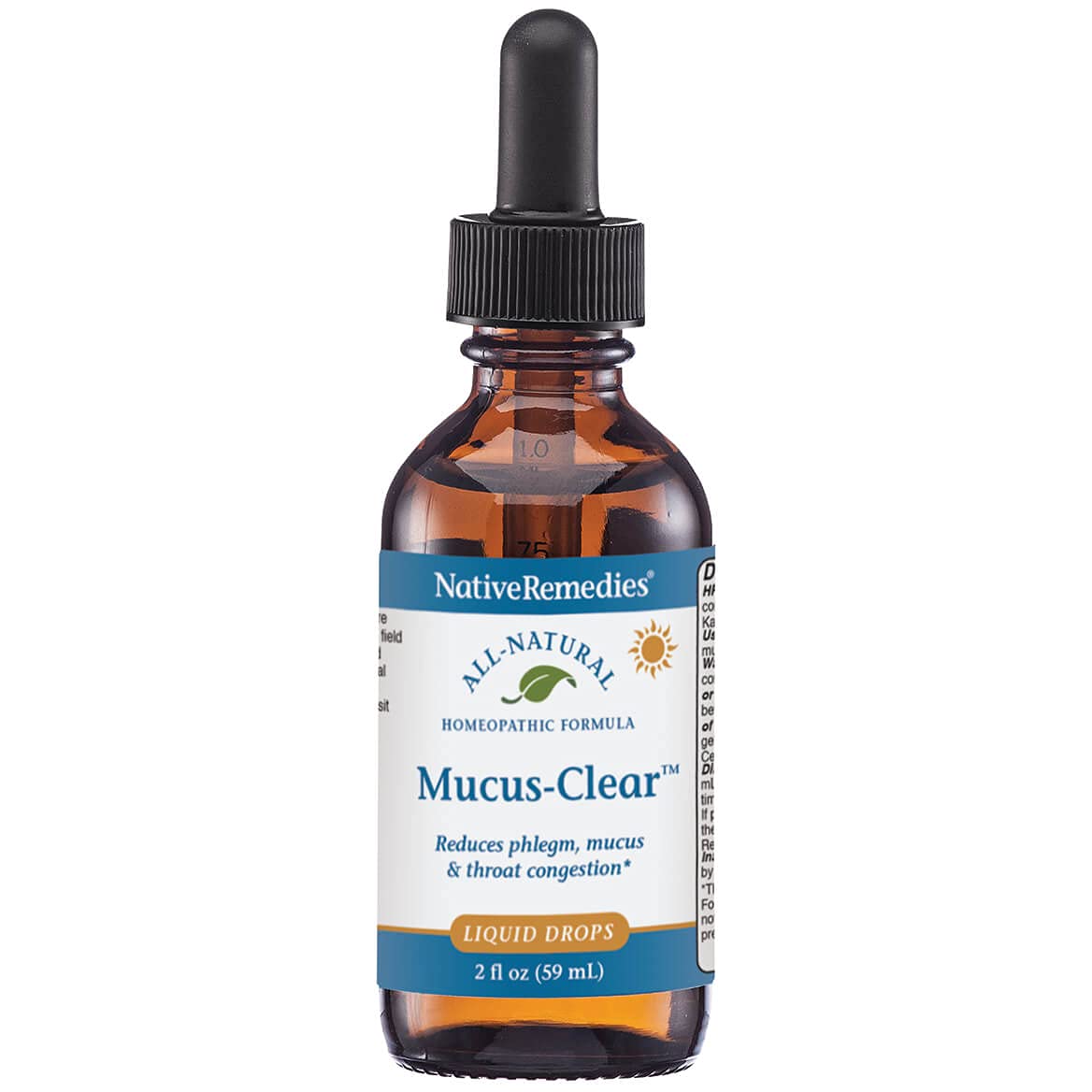 Native Remedies Mucus-Clear tincture dropper bottle ready for easy dosing
