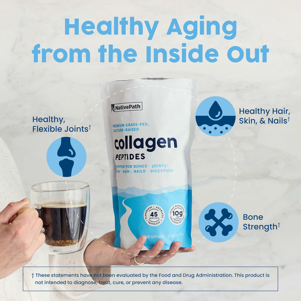 NativePath Collagen Peptides dissolving in water for easy mixability demonstration.