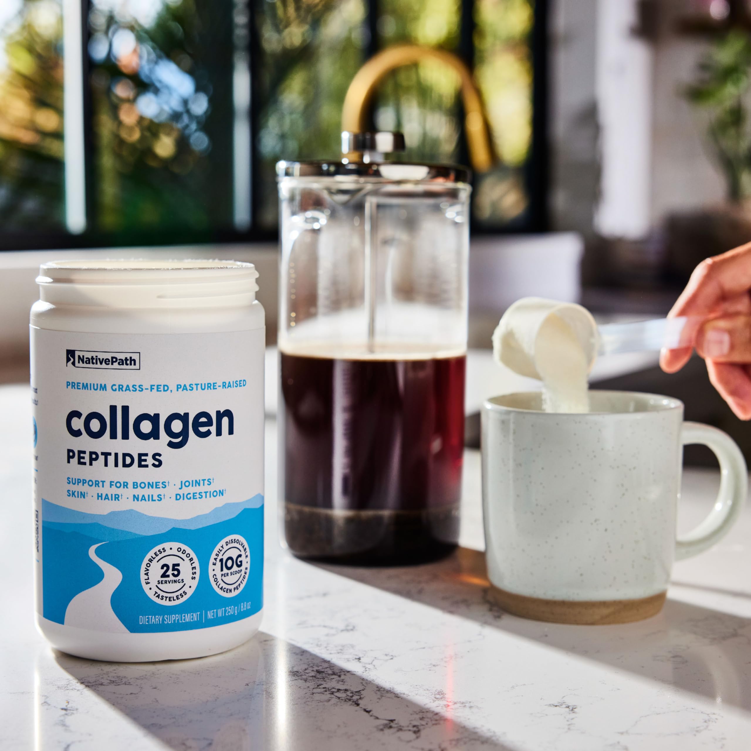 NativePath Collagen Peptides pantry storage highlighting purity and quality