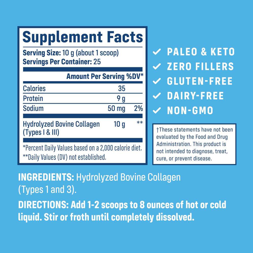 NativePath Collagen Peptides powder dissolves easily in water for quick, convenient use