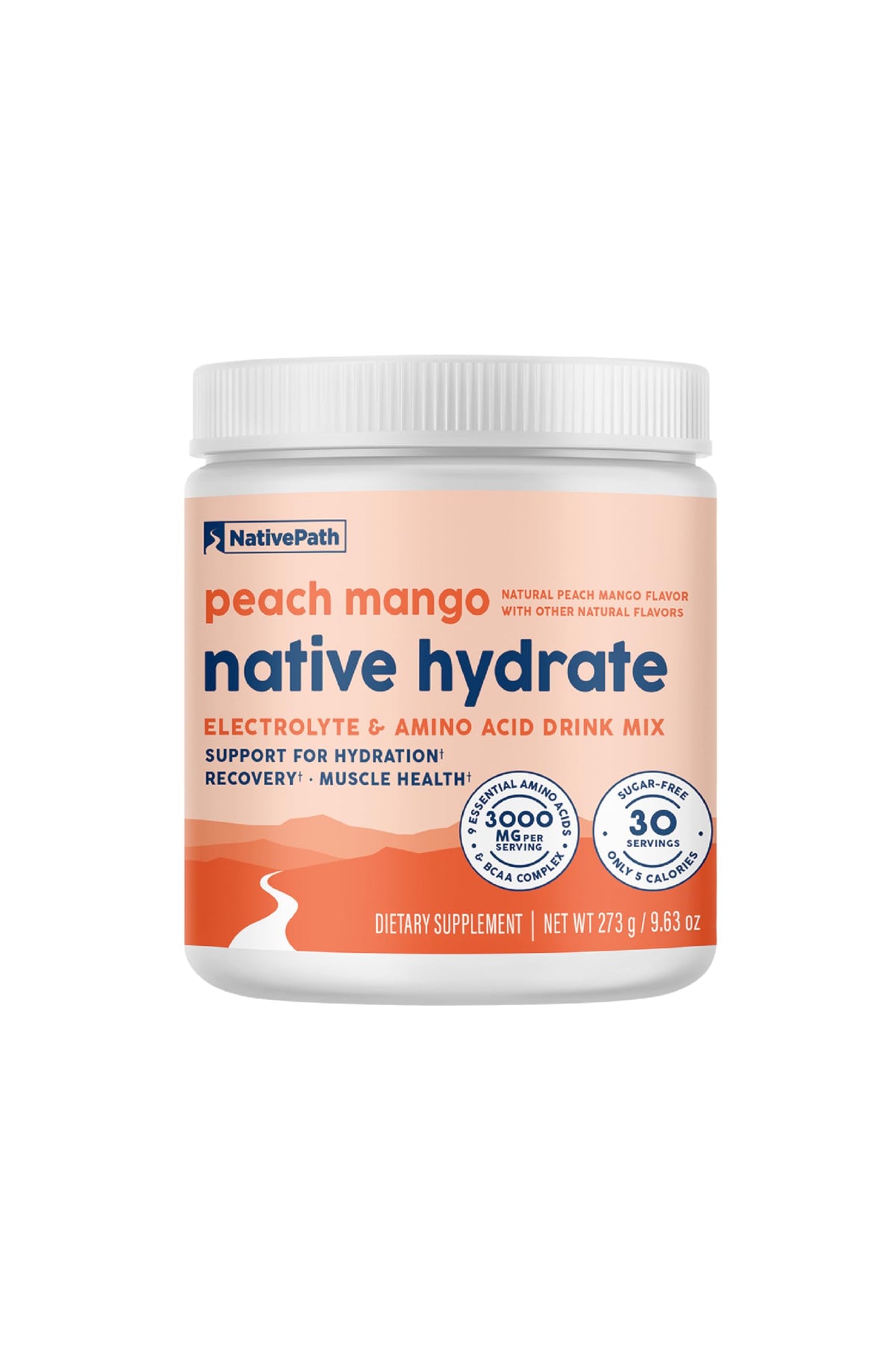 NativePath Hydrate front tub view showing 30 servings for easy daily hydration.