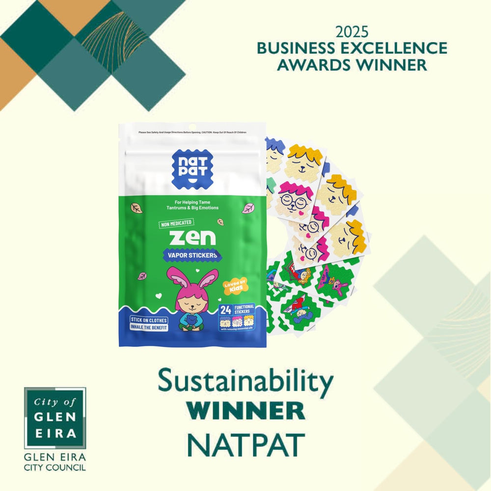 NATPAT Zen Patch worn by kids at school supports mood without medication.