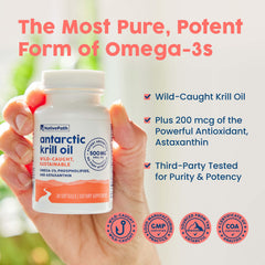 NativePath krill oil softgels being poured, illustrating simple daily dosage.