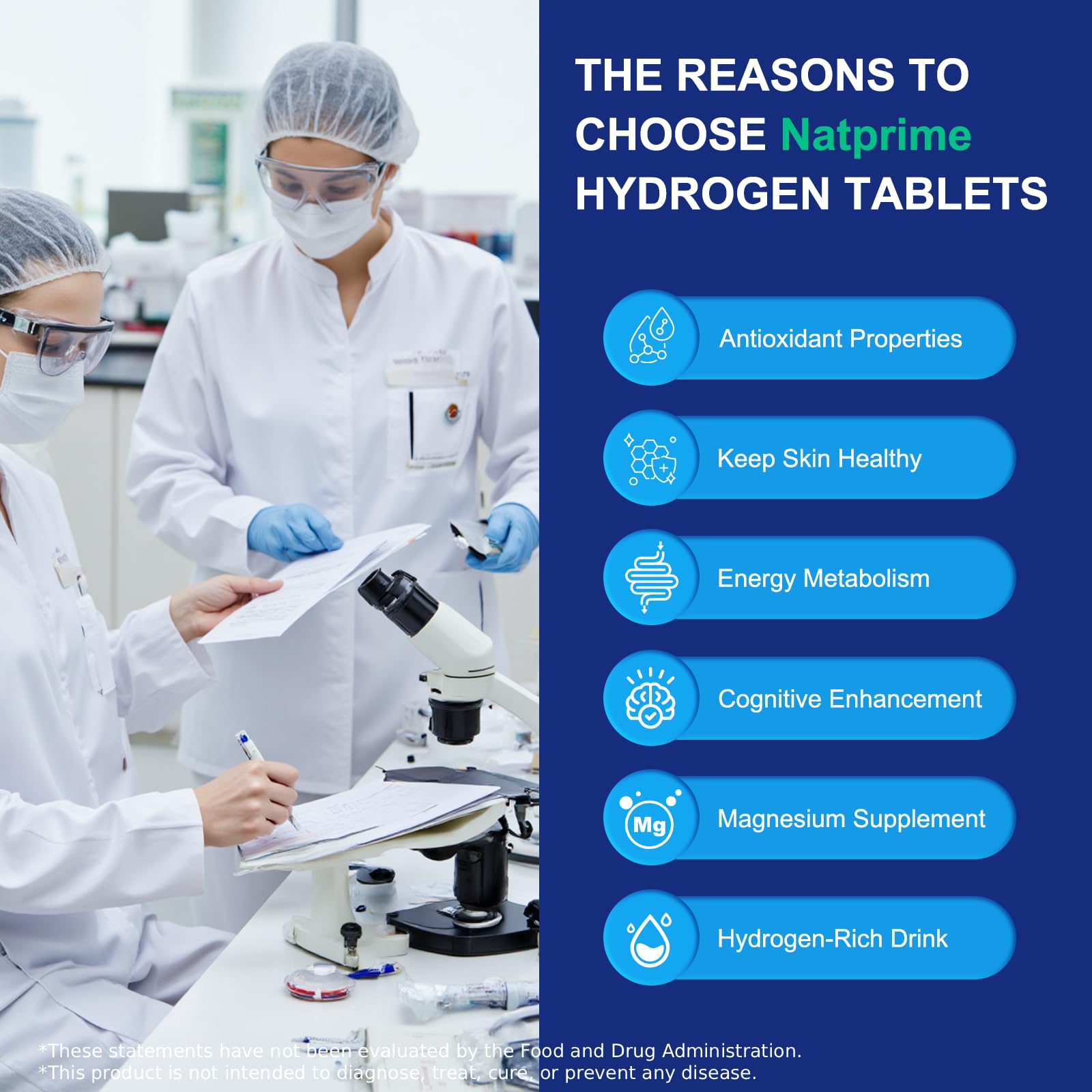 Natprime hydrogen tabs beside gym gear indicating energy and focus support.
