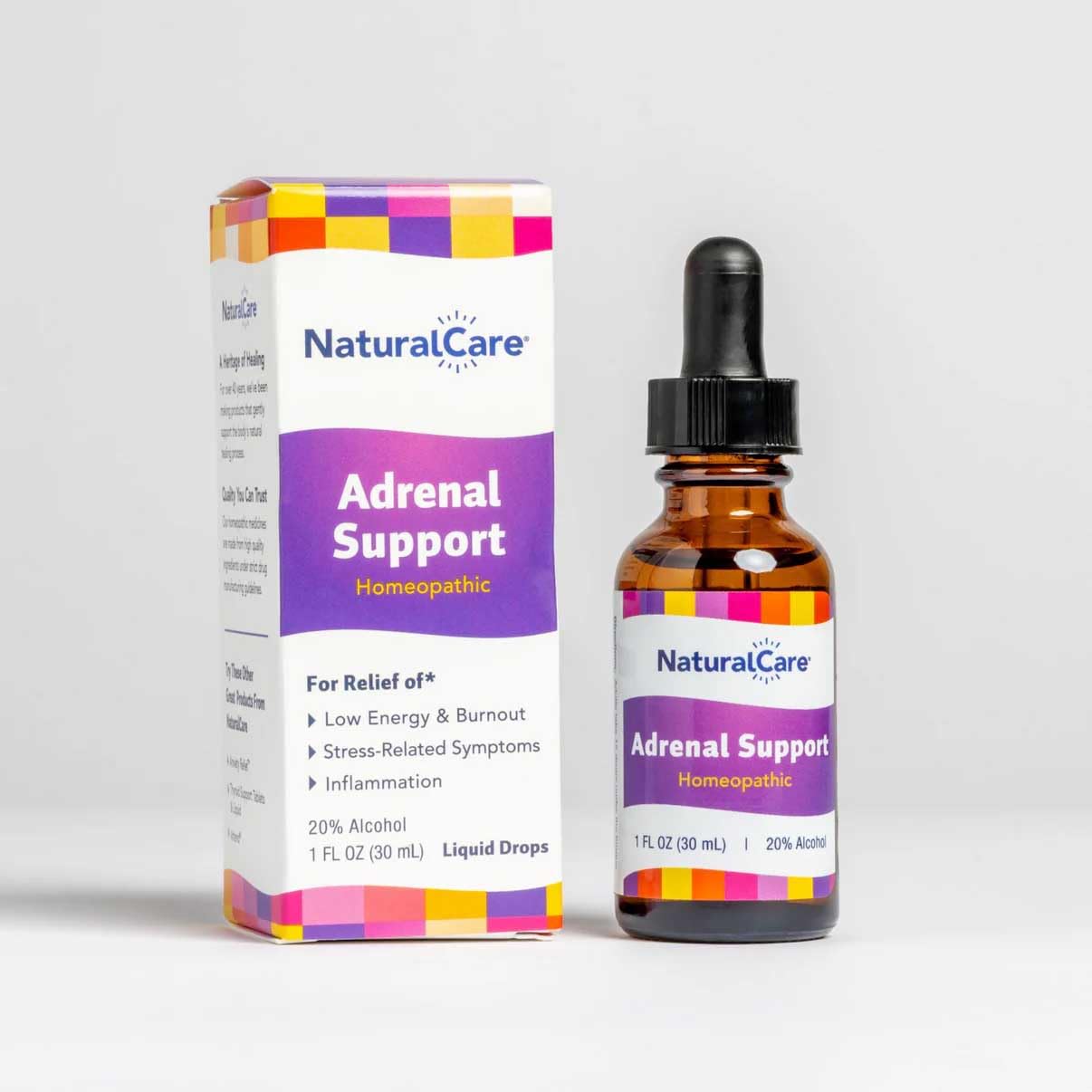 Natra-Bio NaturalCare Adrenal Support dropper enabling precise dosing.