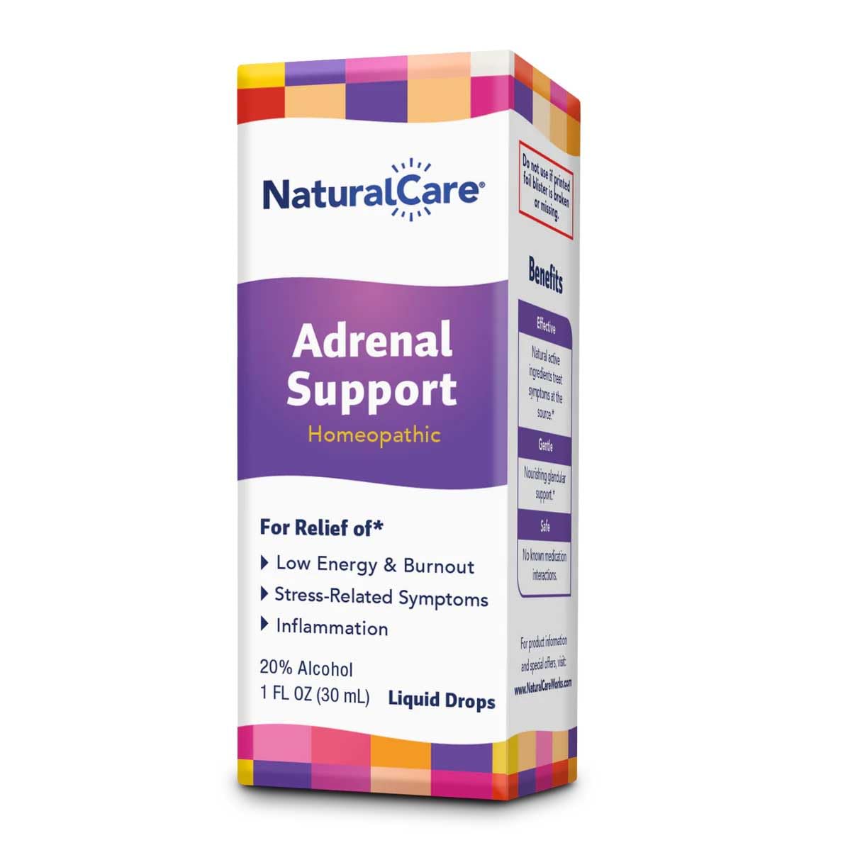 Natra-Bio NaturalCare Adrenal Support on desk for easy access.