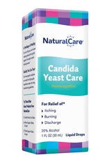 Natra-Bio NaturalCare Candida Yeast Care packaging showcases natural homeopathic formula.