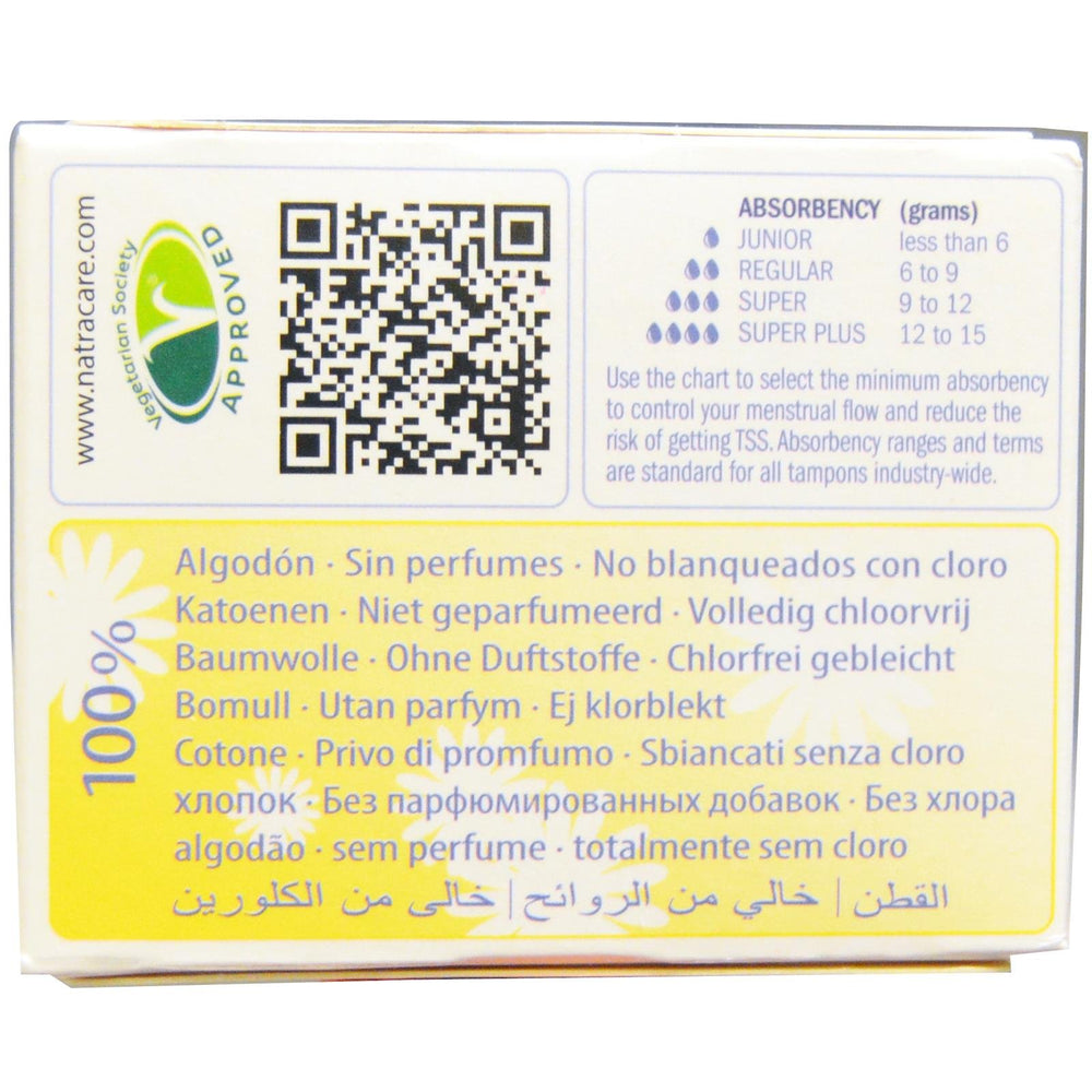 Natracare regular-pack tampons: organic cotton, chlorine-free for breathable protection.
