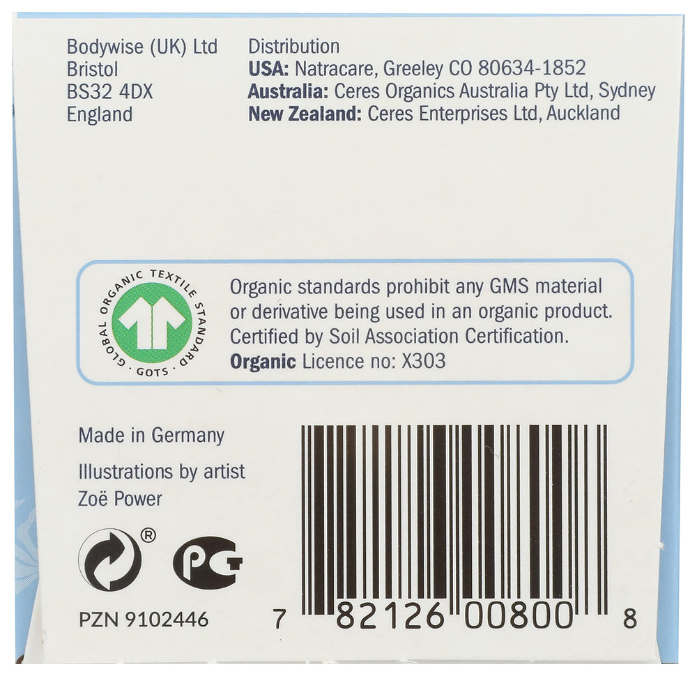 Natracare regular tampons back view with clear usage labels.