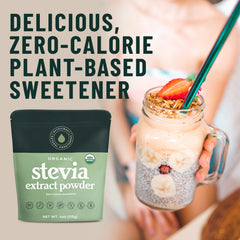 NatriSweet Stevia Powder close-up reveals fine texture ideal for quick mixing.