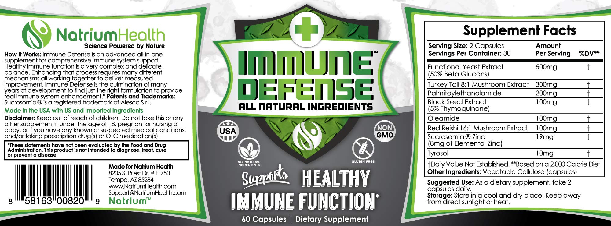 Natrium Health Immune Defense packaging on display showing balanced formula