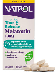 Natrol Advanced Sleep Melatonin bottle with 60 tablets, two-pack option for restful nights