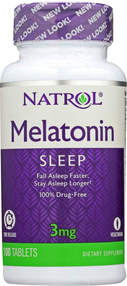 Natrol Melatonin time-release bottle with 3 mg dose for steady sleep support