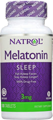 Natrol Melatonin time-release bottle with 3 mg dose for steady sleep support