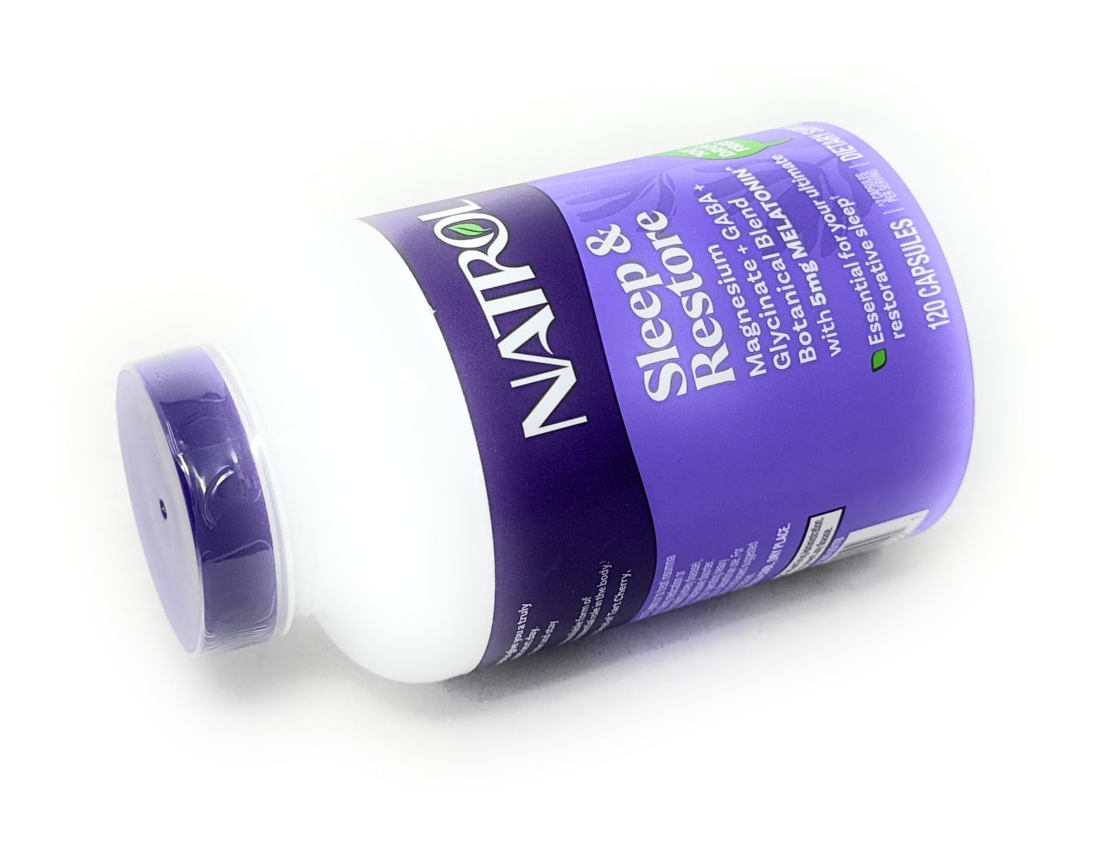 Natrol logo on bottle suggests trust and consistent use for sleep support.