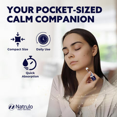 Natrulo Calm Roll-On being applied to the wrist for quick calm.