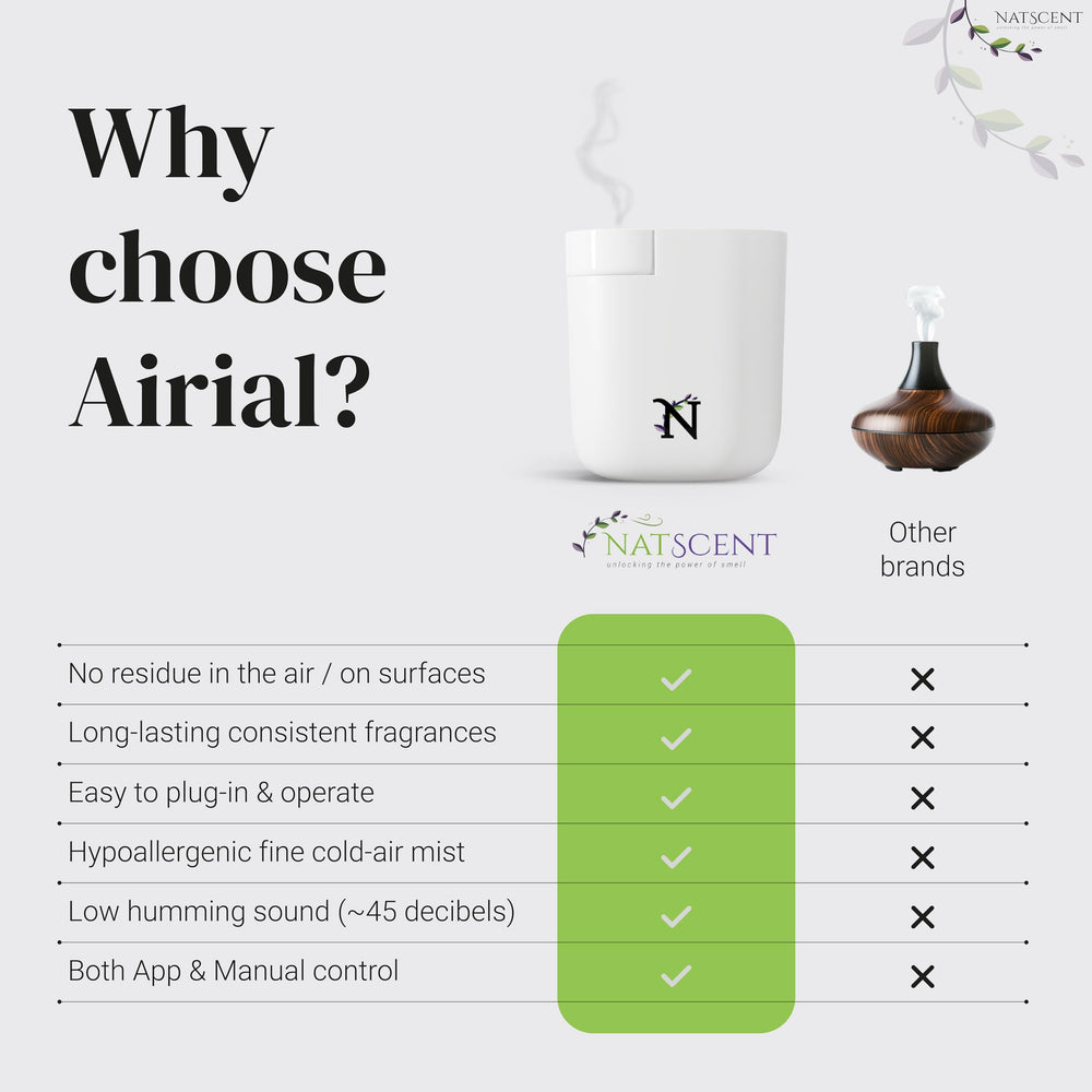 Natscent Airial waterless diffusion preserves essential oil strength in rooms