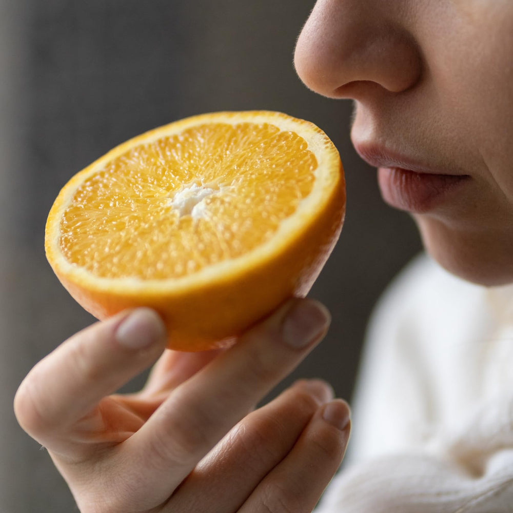 Natscent Citrus Burst bergamot and orange zest notes label.