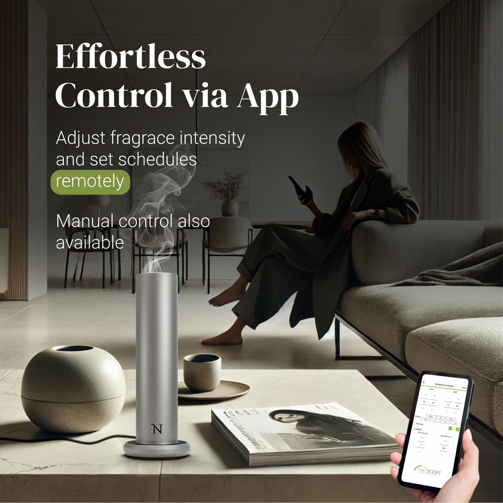 Natscent Dynamo compact titanium design blends with modern interior decor.