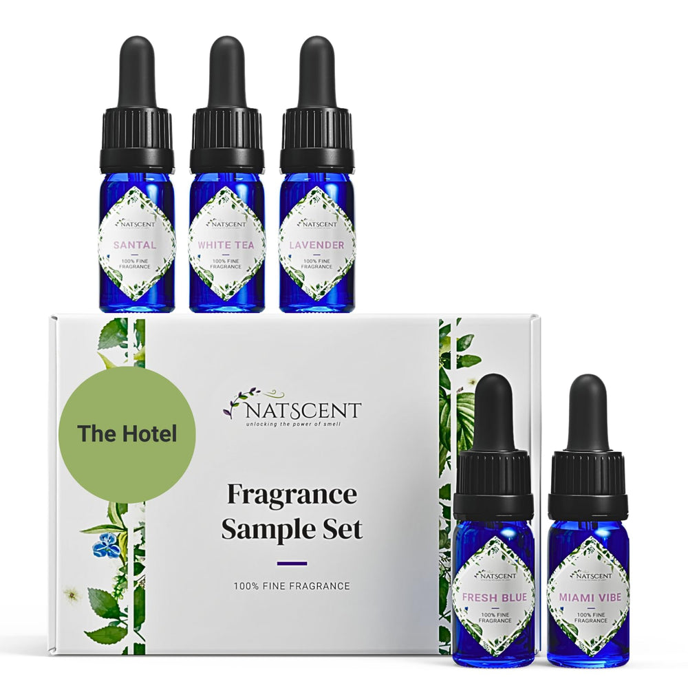 Natscent Hotel Fragrance Set bottles display luxury ambience for home or office.