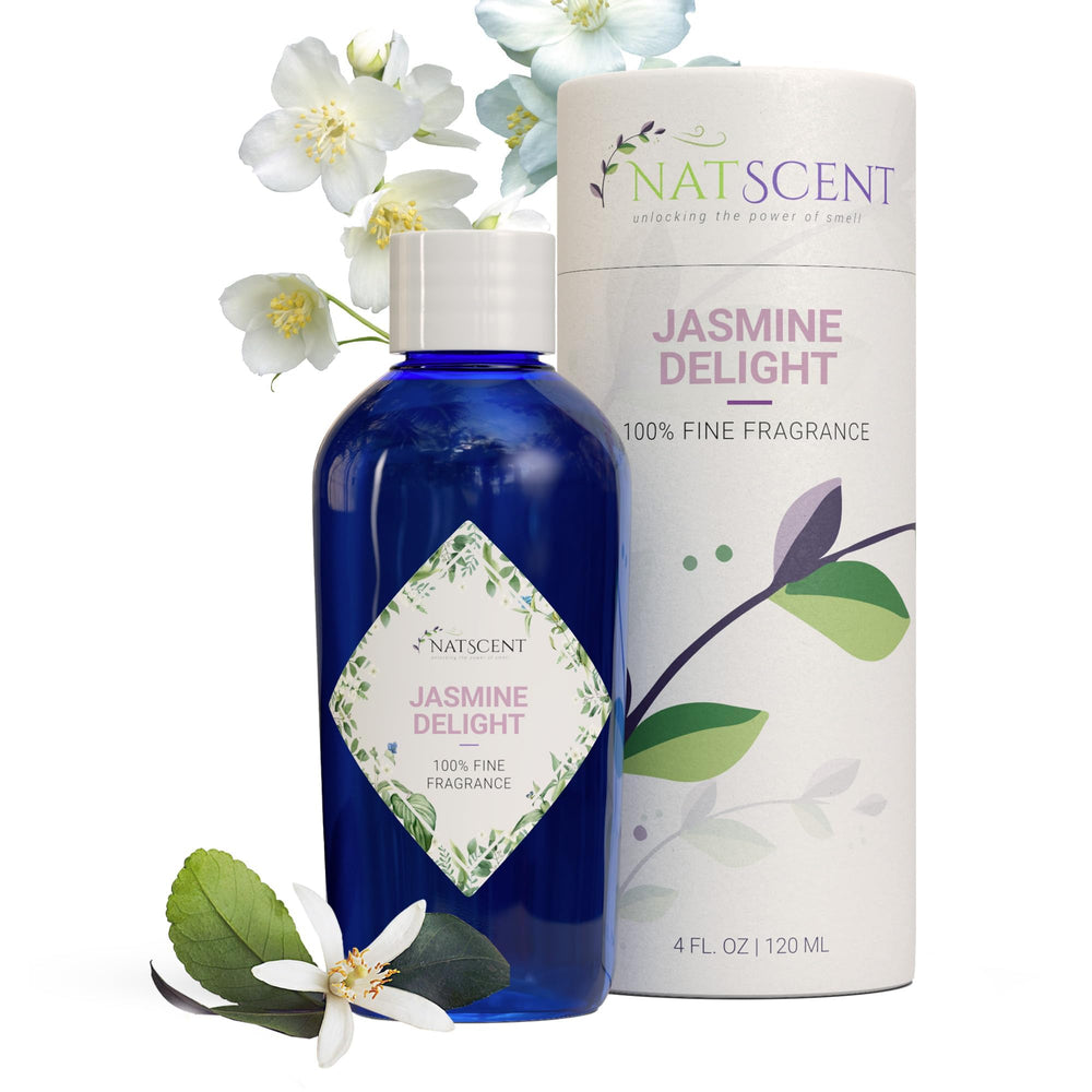 Natscent Jasmine Delight bottle 4oz for diffusers with long-lasting aroma.