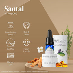 Natscent Santal diffuser oil pour enables easy, mess-free fragrance setup.
