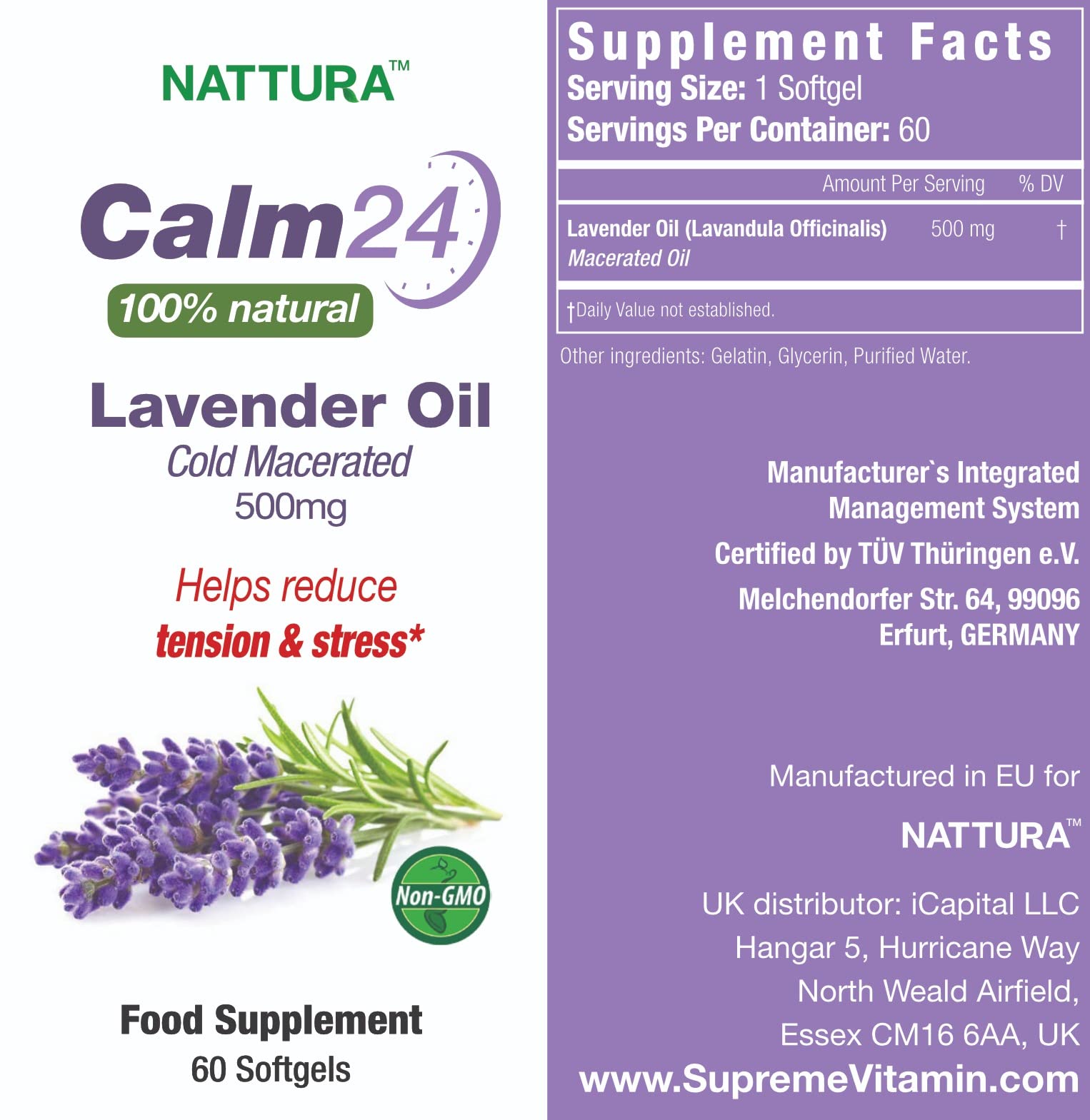 Nattura Calm Aid softgels closeup highlights small, easy-to-swallow capsules