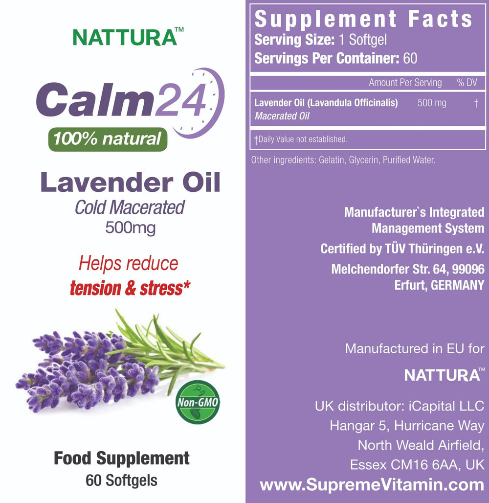 Nattura Calm Aid softgels closeup highlights small, easy-to-swallow capsules