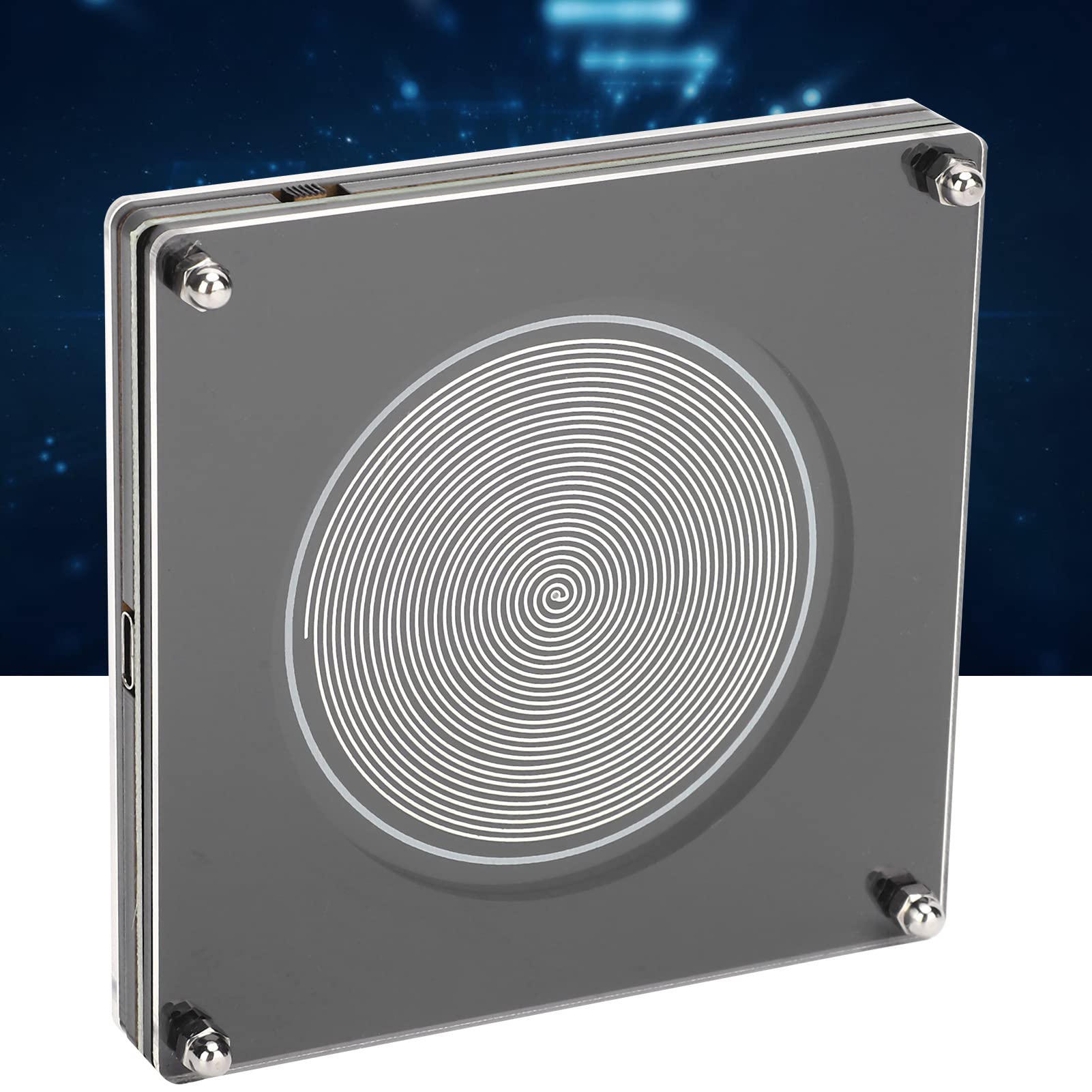 Natudeco Schumann Resonance Generator 7.83Hz silver casing side view showing durable housing
