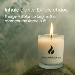 Natur IX cleansing candle palo santo jar front offers soothing ritual ambiance.