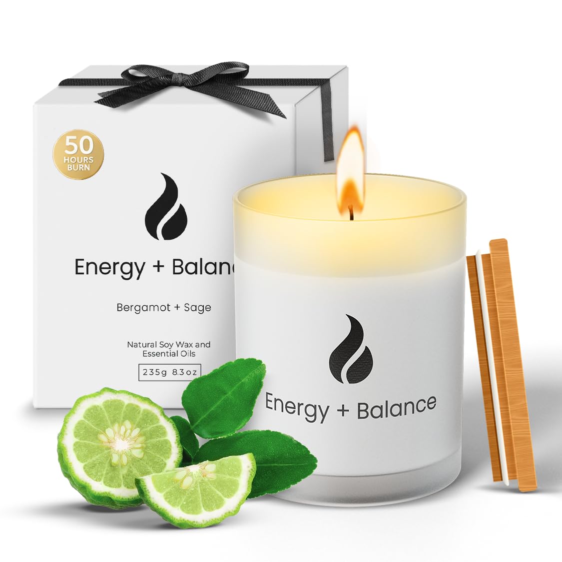 Natur IX cleansing candle sage jar front promotes calm and space renewal.