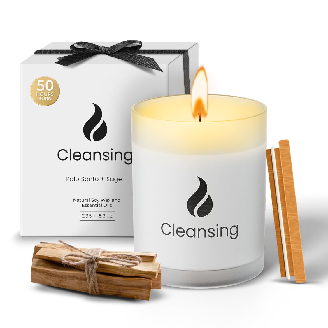 Natur IX cleansing scented candle sage close-up for calming home ambience