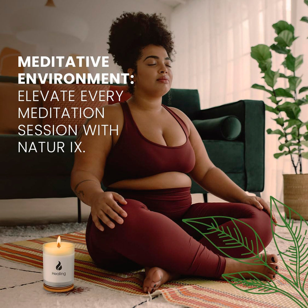 Natur IX Soy Healing Candle in meditation space supports focus and relaxation