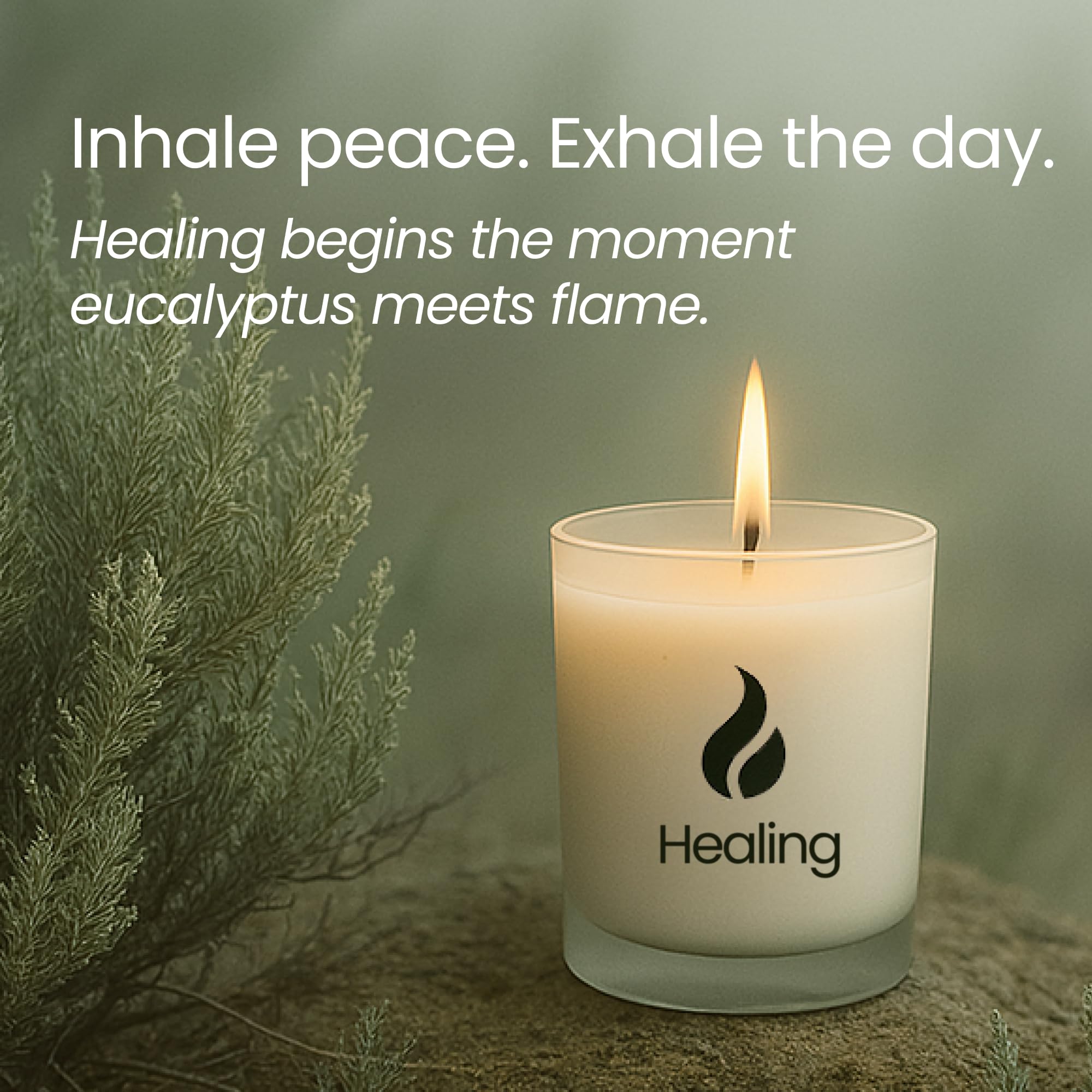 Natur IX Soy Healing Candle with wood lid base shown as a heat-safe stand