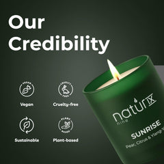 Natur IX Sunrise candle wick-burn closeup reveals even burn and steady flame