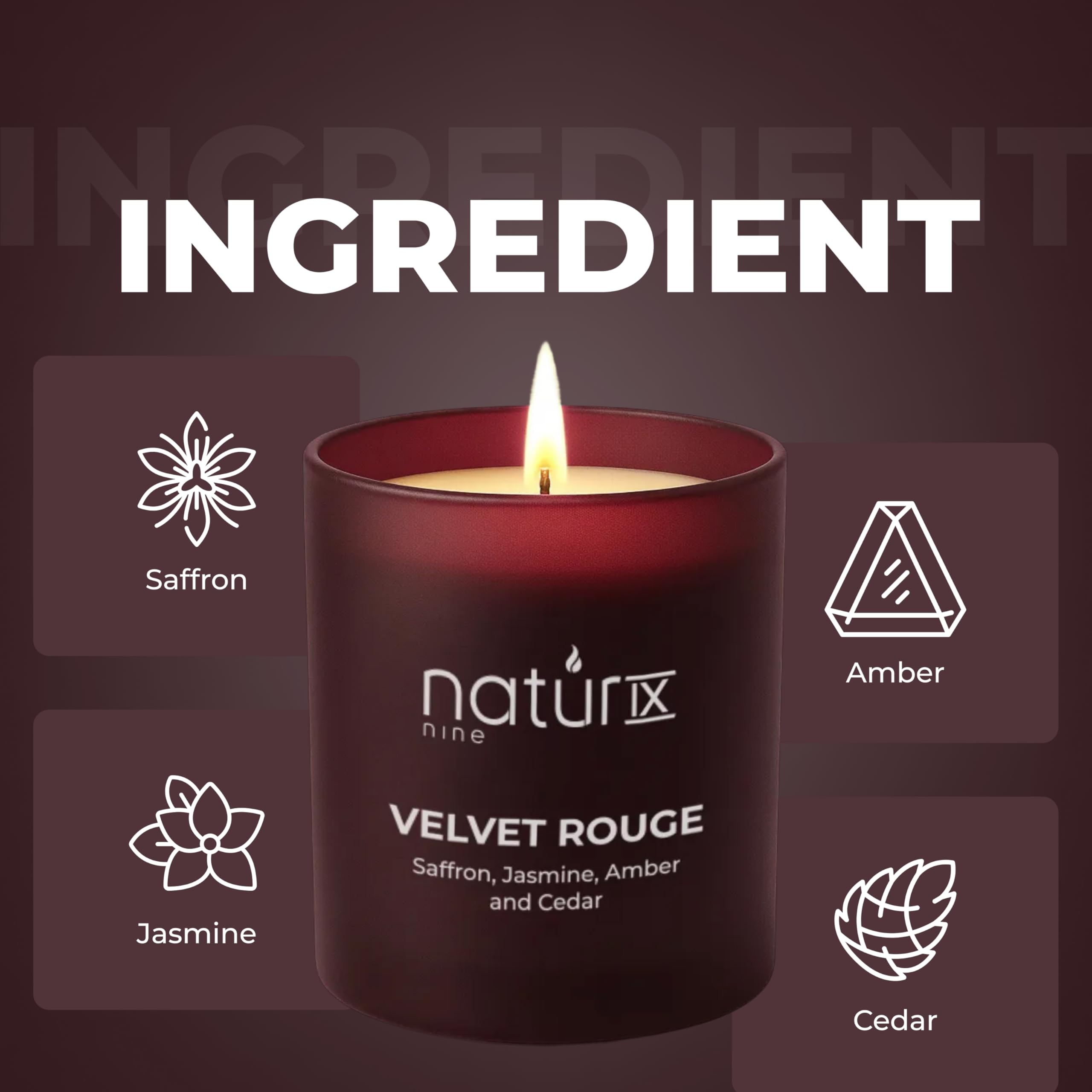 Natur IX Velvet Rouge saffron candle for uplifting mood in rooms
