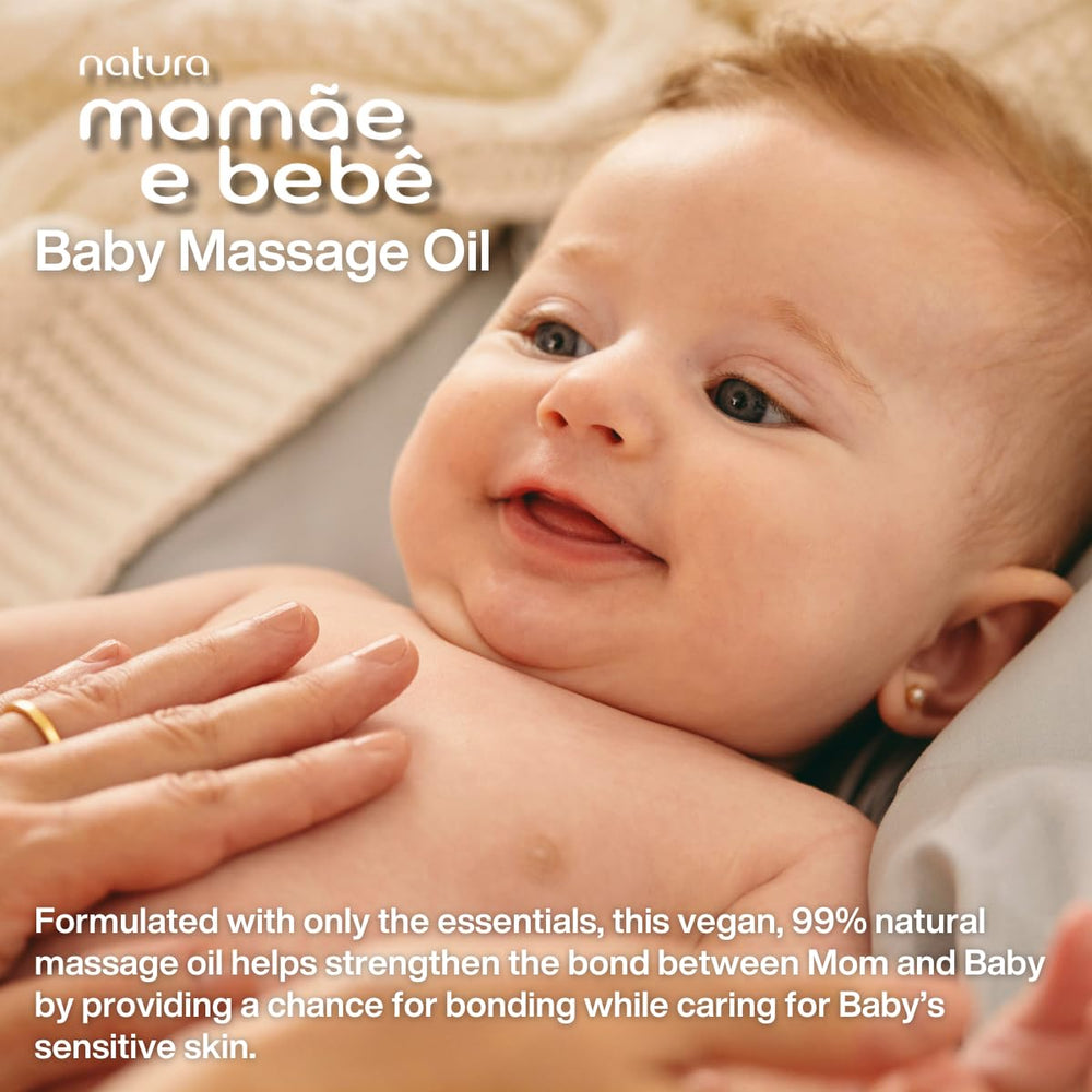 Natura Baby Massage Oil on baby skin during gentle touch.