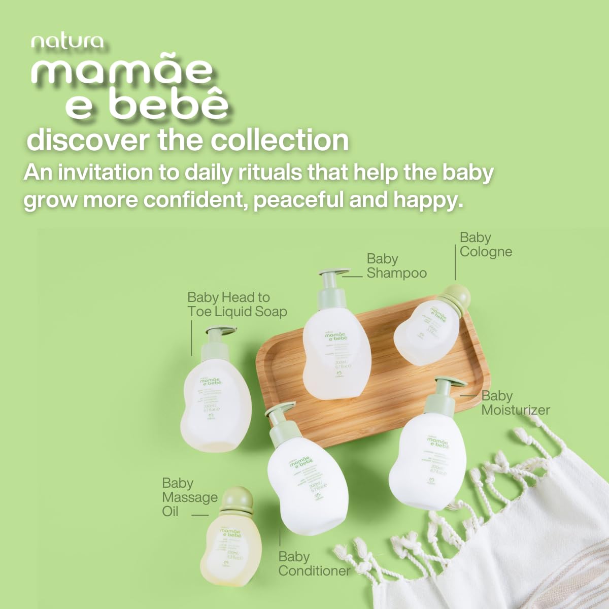 Natura Baby Massage Oil emphasizes vegan formula and natural origin.