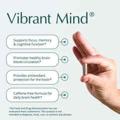 Vibrant Mind capsules close-up showing the plant-based ingredients for focus