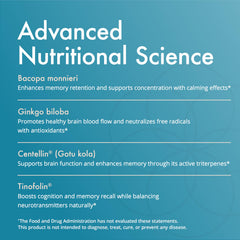 Natura Health Vibrant Mind ingredient bottle featuring bacopa and ginkgo for cognitive support