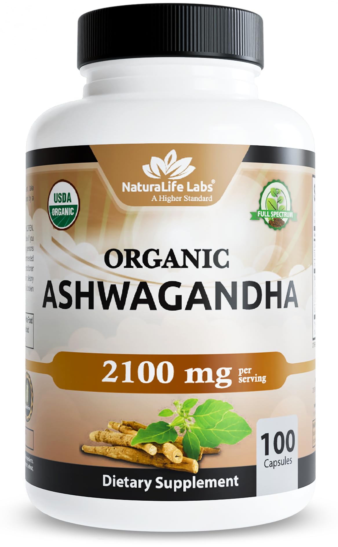 NaturaLife Labs Ashwagandha bottle front for daily balance and calm