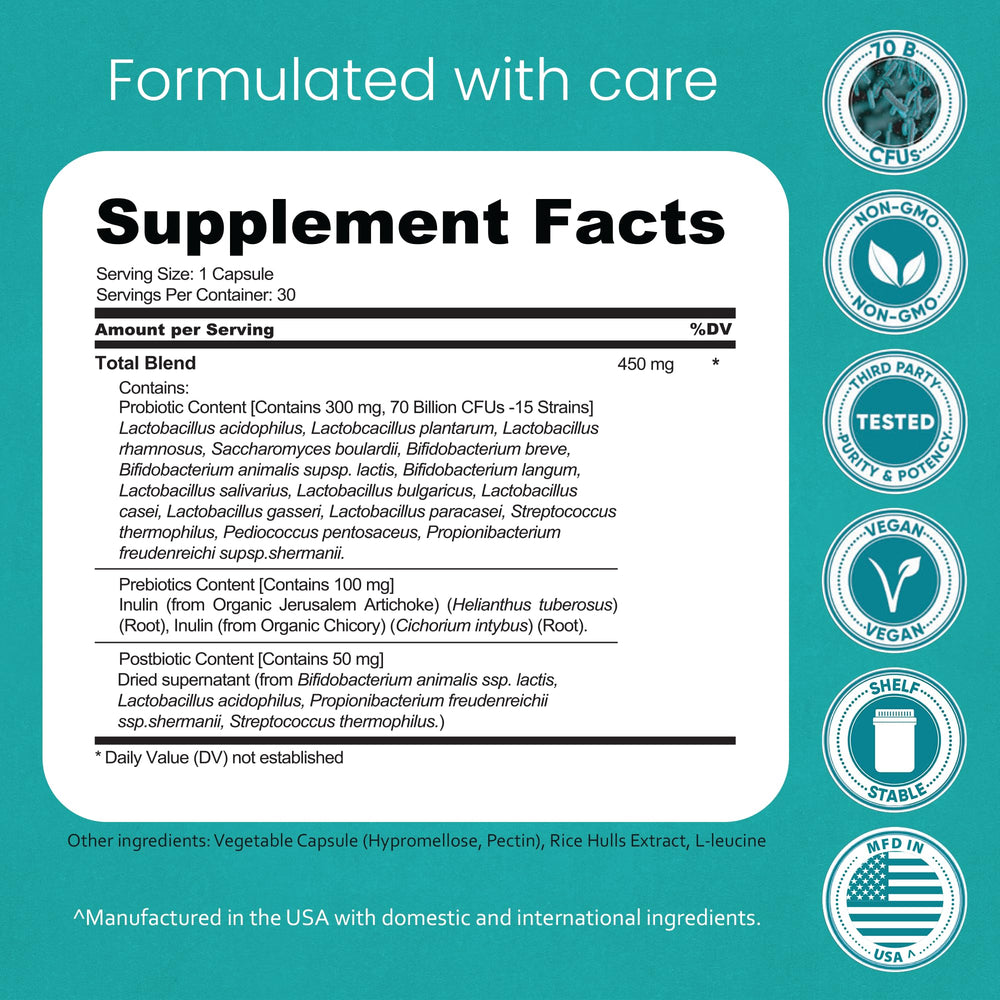 NaturaLife Labs Probiotics 15 strains label highlights broad-spectrum gut support.