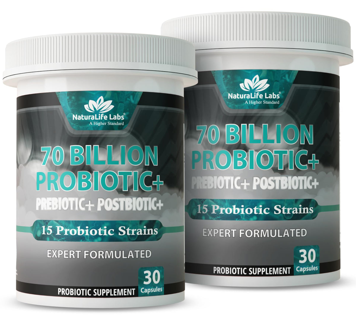 NaturaLife Labs Probiotics 70B CFU bottle promotes daily digestive balance.