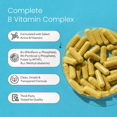 NaturaLife Labs Vitamin B-Complex label detail emphasizes clean formula and vegan status