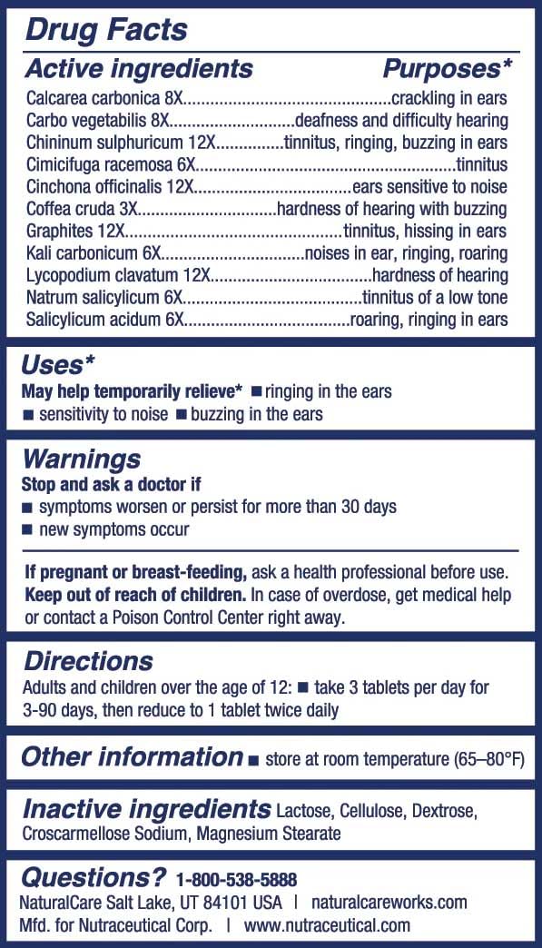 NaturalCare RingStop tablets with a glass of water, suggesting easy daily dosing.
